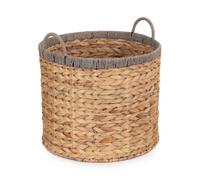 Red Hamper Wh021/1 Small Round Water Hyacinth Basket With Grey Rope Border