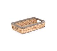 Red Hamper Wh022/1 Small Shallow Rectangular Water Hyacinth With Grey Rope Border Storage Basket