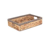 Red Hamper Wh022/2 Medium Shallow Rectangular Water Hyacinth With Grey Rope Border Storage Basket