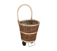 Red Hamper Wheeled Wicker Shopping Basket in Brown Red Hamper Brown