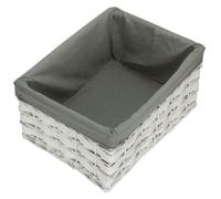 Red Hamper Whitewash Grey Lined Scandi Storage Basket - Grey - Wicker - 1