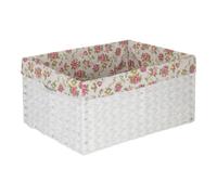 Red Hamper White Paper Rope Rectangular Storage Basket With Garden Rose Cotton Lining
