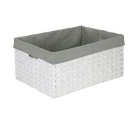 Red Hamper White Paper Rope Rectangular Storage Basket with Grey Cotton Lining - Large