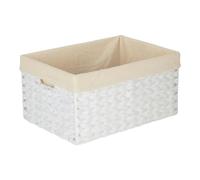 Red Hamper White Paper Rope Rectangular Storage Basket with White Cotton Lining - Large
