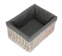 Red Hamper White Wash Grey Lined Open Storage Basket | Size: Large Red Hamper Grey L