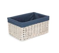 Red Hamper White Wash Navy Lined Open Storage Basket Medium in Blue | Size: Large Red Hamper Blue L
