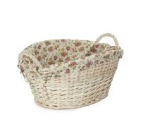 Red Hamper White Wash Wicker Garden Rose Cotton Lined Wash Basket