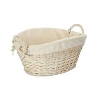 Red Hamper White Wash Wicker Oatmeal Cotton Lined Wash Basket