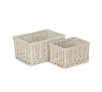 Red Hamper White Wash Willow Trays - Set of 2