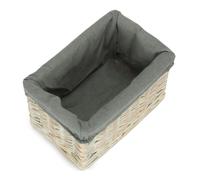 Red Hamper Whitewash Grey Lined Open Wicker Storage Basket - Small