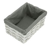 Red Hamper Whitewash Grey Lined Scandi Storage Basket - Grey - Wicker - 1