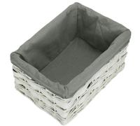 Red Hamper Whitewash Grey Lined Scandi Storage Basket - Medium