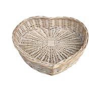 Red Hamper Whitewash Heart Shaped Wicker Tray - Large