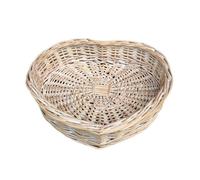 Red Hamper Whitewash Heart Shaped Wicker Tray - Small
