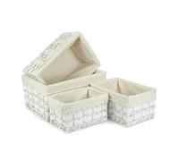 Red Hamper Whitewash Scandi Storage Basket With White Lining - Set of 4