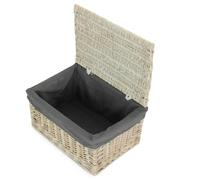 Red Hamper Whitewash Steamed Grey Cotton Lined Wicker Storage Basket - Large