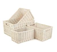 Red Hamper Whitewash Unlined Wicker Storage Basket - White - Wicker - 4