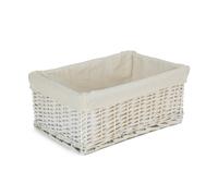 Red Hamper Whitewash Wicker Storage Basket with Lining - Large