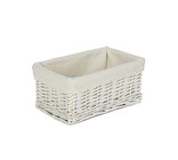 Red Hamper Whitewash Wicker Storage Basket with Lining - Small