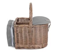 Wicker 2 Bottle Beach Picnic Basket Hamper Red Hamper Grey One Size