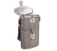 Red Hamper Wicker 2 Bottle Willow Insulated Bottle Carrier in Grey Red Hamper Grey