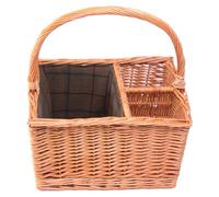 Red Hamper Wicker 2 Bottle with Lining Picnic Basket in Brown Red Hamper Brown