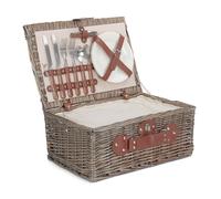 Red Hamper Wicker 2 Person Chiller Fitted Picnic Basket in Light Grey Red Hamper Light Grey