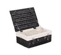 Red Hamper Wicker 35cm Empty Black Willow Picnic Basket with Cotton Lining in White Red Hamper White