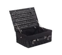 Red Hamper Wicker 35cm Empty Black Willow Picnic Basket with Cotton Lining Red Hamper Black