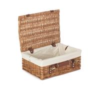 Light Steamed Wicker Picnic Basket - White / 36cm