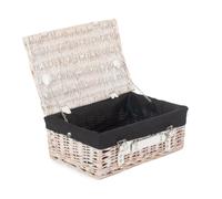 Red Hamper Wicker 35cm White Picnic Basket with Cotton Lining in Black Red Hamper Black