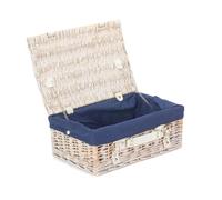 Red Hamper Wicker 35cm White Picnic Basket with Cotton Lining in Blue Red Hamper Blue