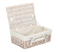 Red Hamper Wicker 35cm White Picnic Basket with Cotton Lining Red Hamper White