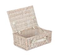 Red Hamper Wicker 35cm White Wash Empty Picnic Basket Red Hamper White