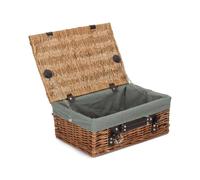 Red Hamper Wicker 36cm Double Steamed Picnic Basket with Cotton Lining in Grey Red Hamper Grey