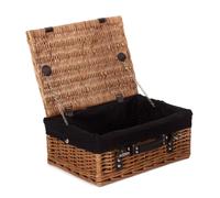 Red Hamper Wicker 36cm Double Steamed Picnic Basket with Cotton Lining in Light Brown Red Hamper Light Brown
