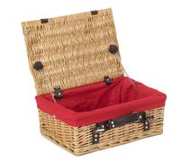 Red Hamper Wicker 36cm Picnic Basket with Cotton Lining in Red Red Hamper Red