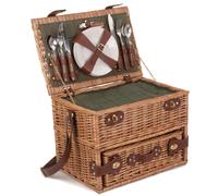 Red Hamper Wicker 4 Person Fitted Picnic Basket with Drawers in Green Red Hamper Green
