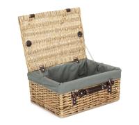 Red Hamper Wicker 40 cm Buff Empty Hamper with Cotton Lining in Grey Red Hamper Grey