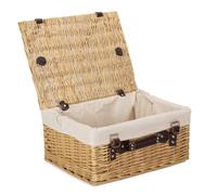 Red Hamper Wicker 40 cm Buff Empty Hamper with Cotton Lining in Natural Red Hamper Natural