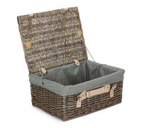 Red Hamper Wicker 40cm Antique Wash Picnic Basket with Cotton Lining in Grey Red Hamper Grey