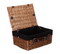 Red Hamper Wicker 40cm Double Steamed Picnic Basket with Cotton Lining in Brown Red Hamper Brown
