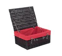Red Hamper Wicker 40cm Empty Black Willow Picnic Basket with Cotton Lining in Red Red Hamper Red