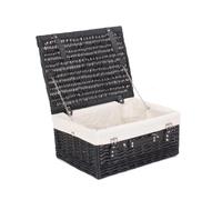 Red Hamper Wicker 40cm Empty Black Willow Picnic Basket with Cotton Lining in White Red Hamper White