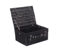 Red Hamper Wicker 40cm Empty Black Willow Picnic Basket with Cotton Lining Red Hamper Black