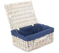 Red Hamper 41cm White Wash Wicker Willow Picnic Basket - Blue - Wicker - 1