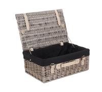 Red Hamper Wicker 45cm Antique Wash Picnic Basket with Cotton Lining in Black Red Hamper Black