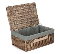 Red Hamper Wicker 45cm Antique Wash Picnic Basket with Cotton Lining in Grey Red Hamper Grey