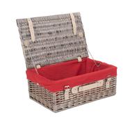 Red Hamper Wicker 45cm Antique Wash Picnic Basket with Cotton Lining in Red Red Hamper Red