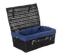 Red Hamper Wicker 45cm Black Picnic Basket with Blue Lining Red Hamper Blue